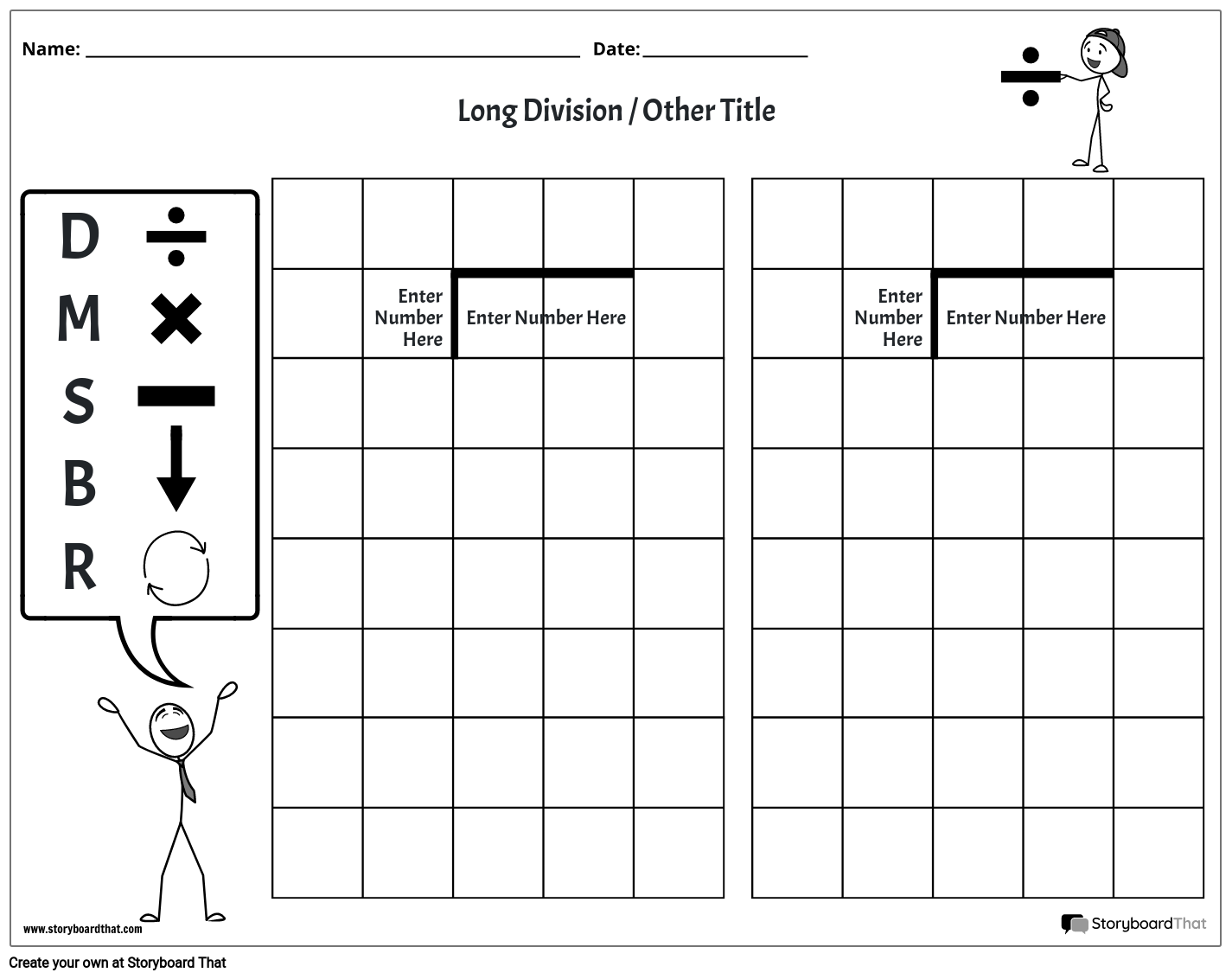 Storyboard That Free Long Division Worksheet Templates