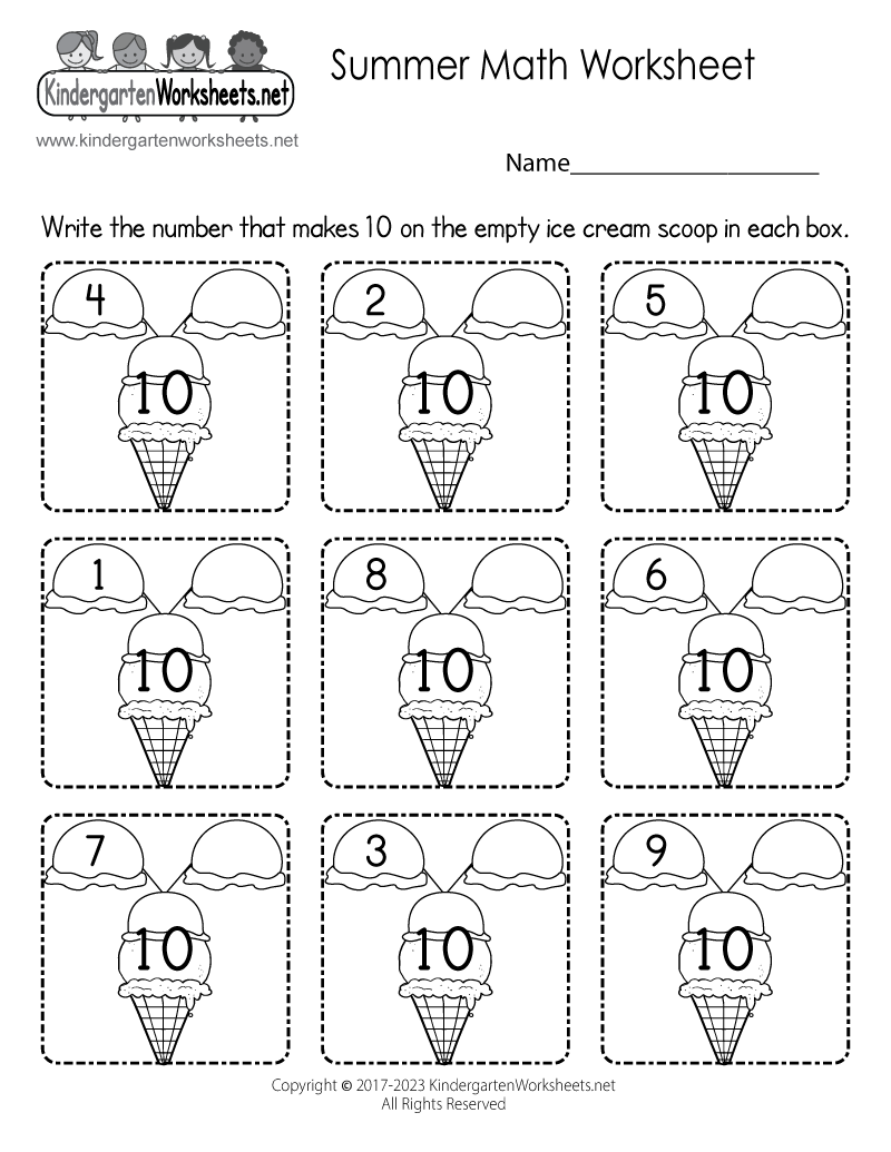 Math Worksheet Kindergarten Free Printable
