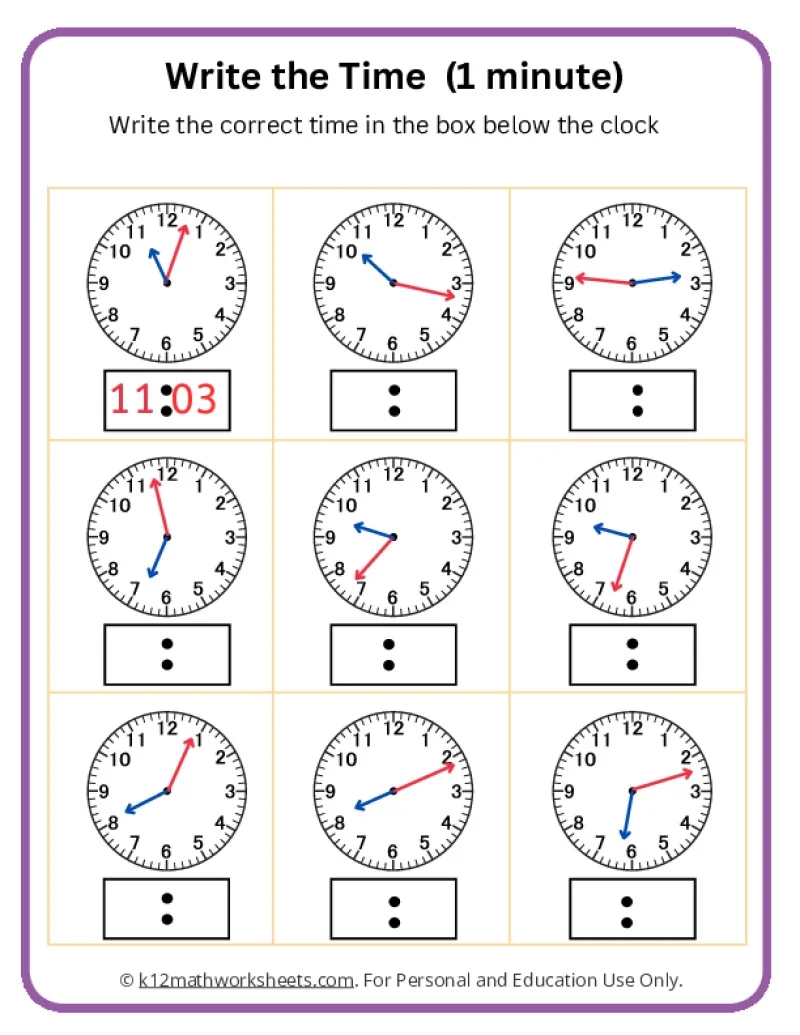 Telling Time Worksheets
