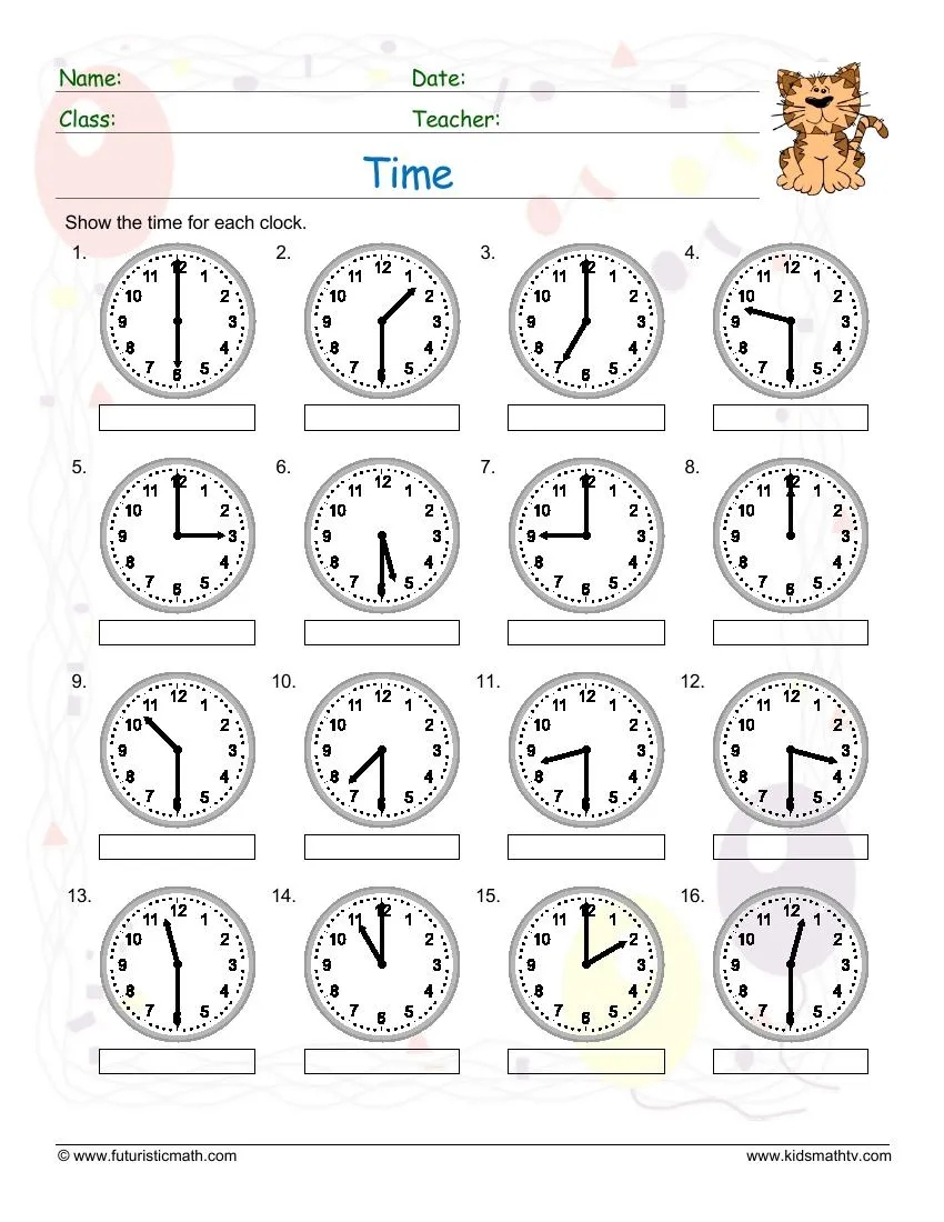 Printable Telling Time Worksheets