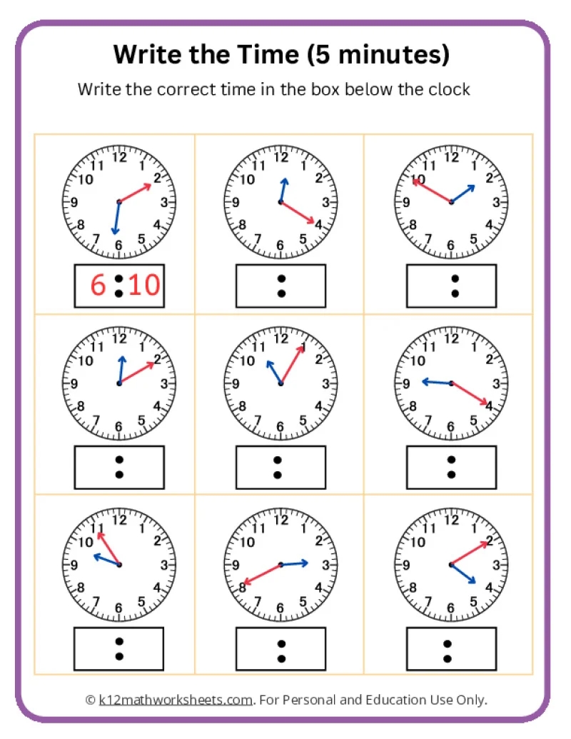 Telling Time Worksheets