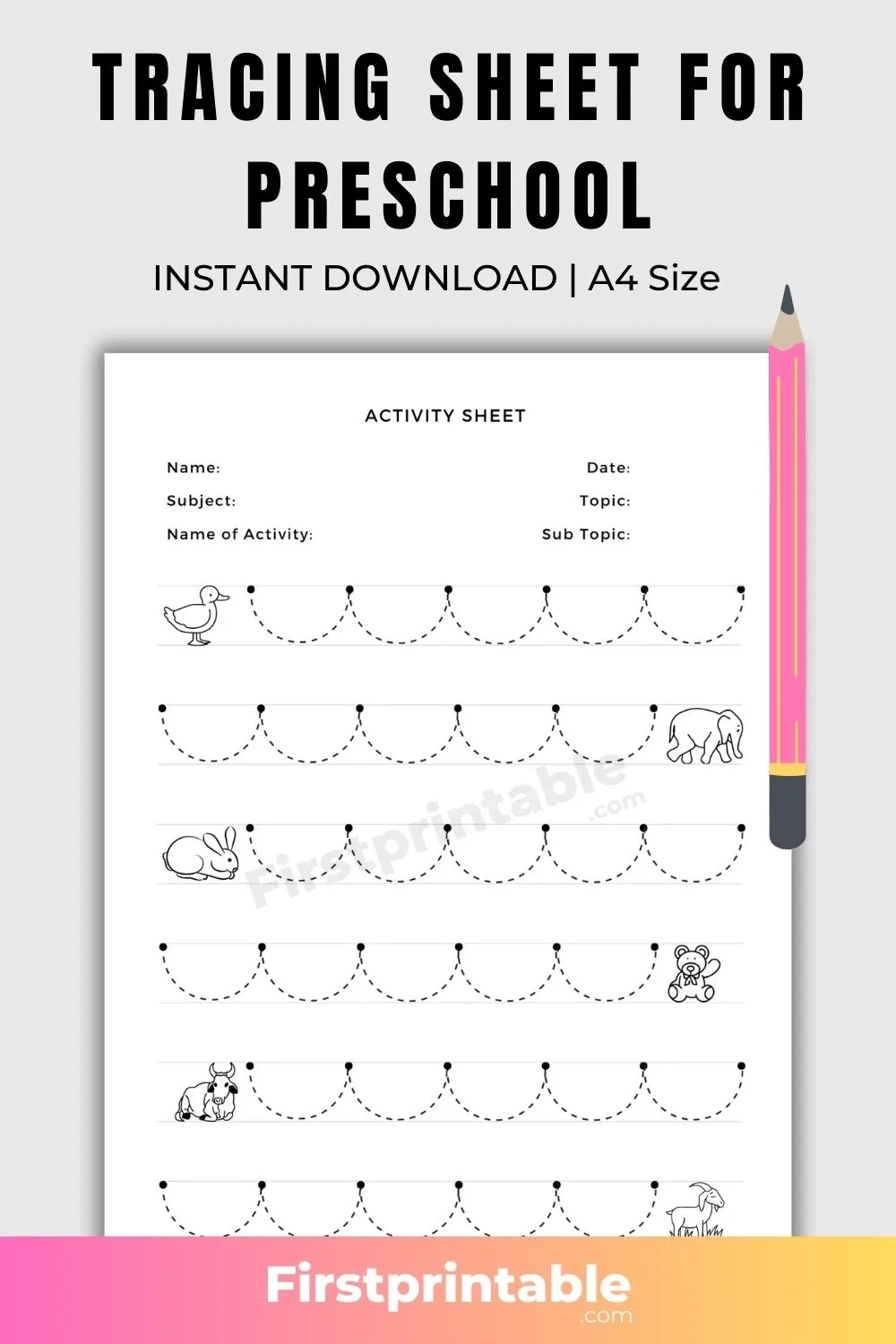 Tracing Lines Worksheets For 3 Year Olds