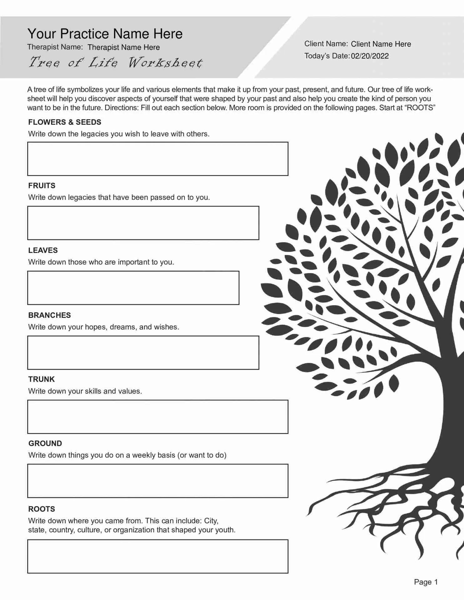 Tree Of Life Worksheet PDF Tree Of Life Worksheet PDF