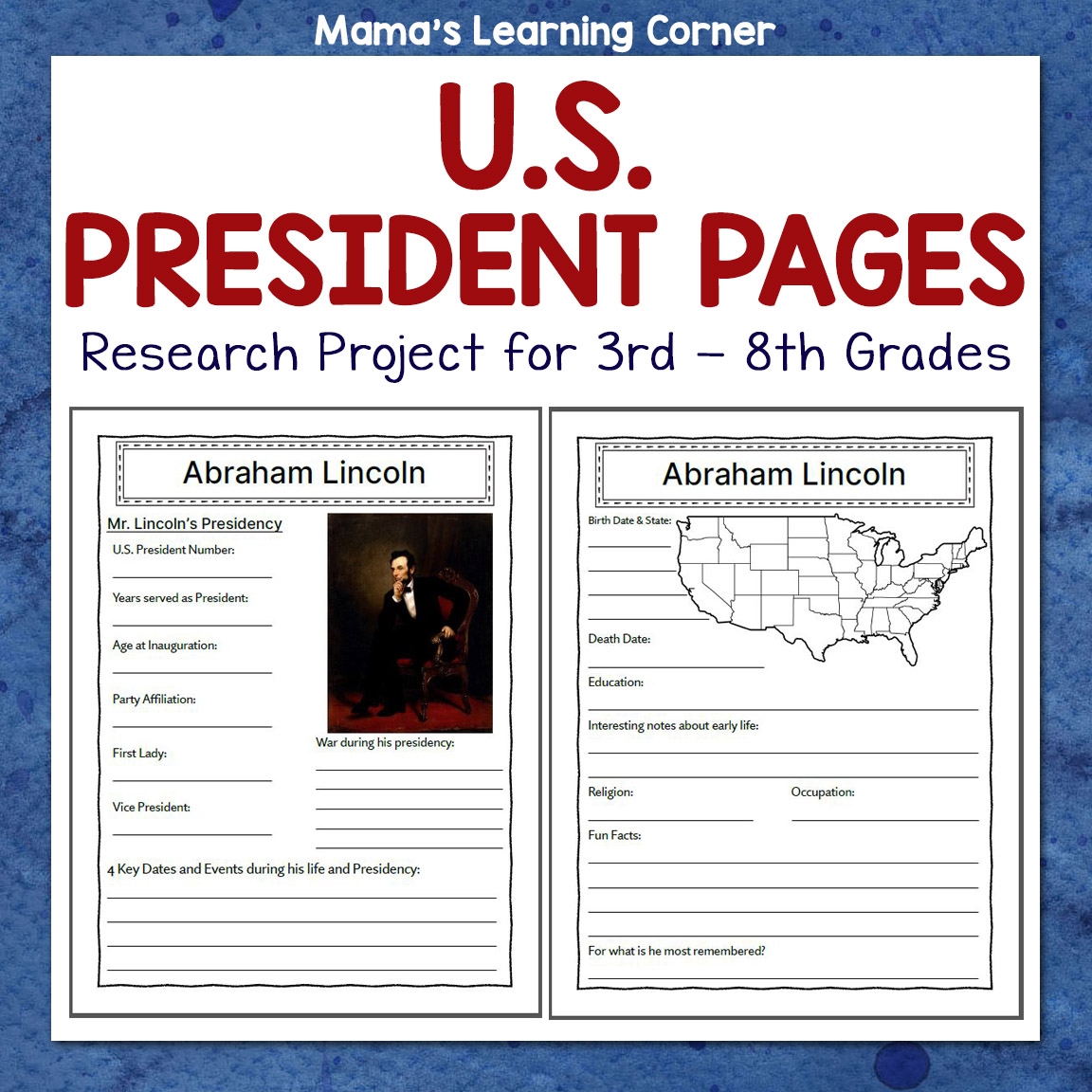 U S Presidents Research Project Mamas Learning Corner