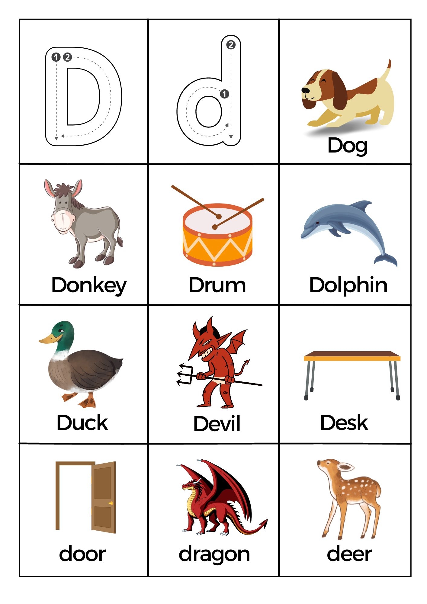 What Starts With Letter D Words Worksheets Printable PDF What Starts With Letter D Words Worksheets Printable PDF