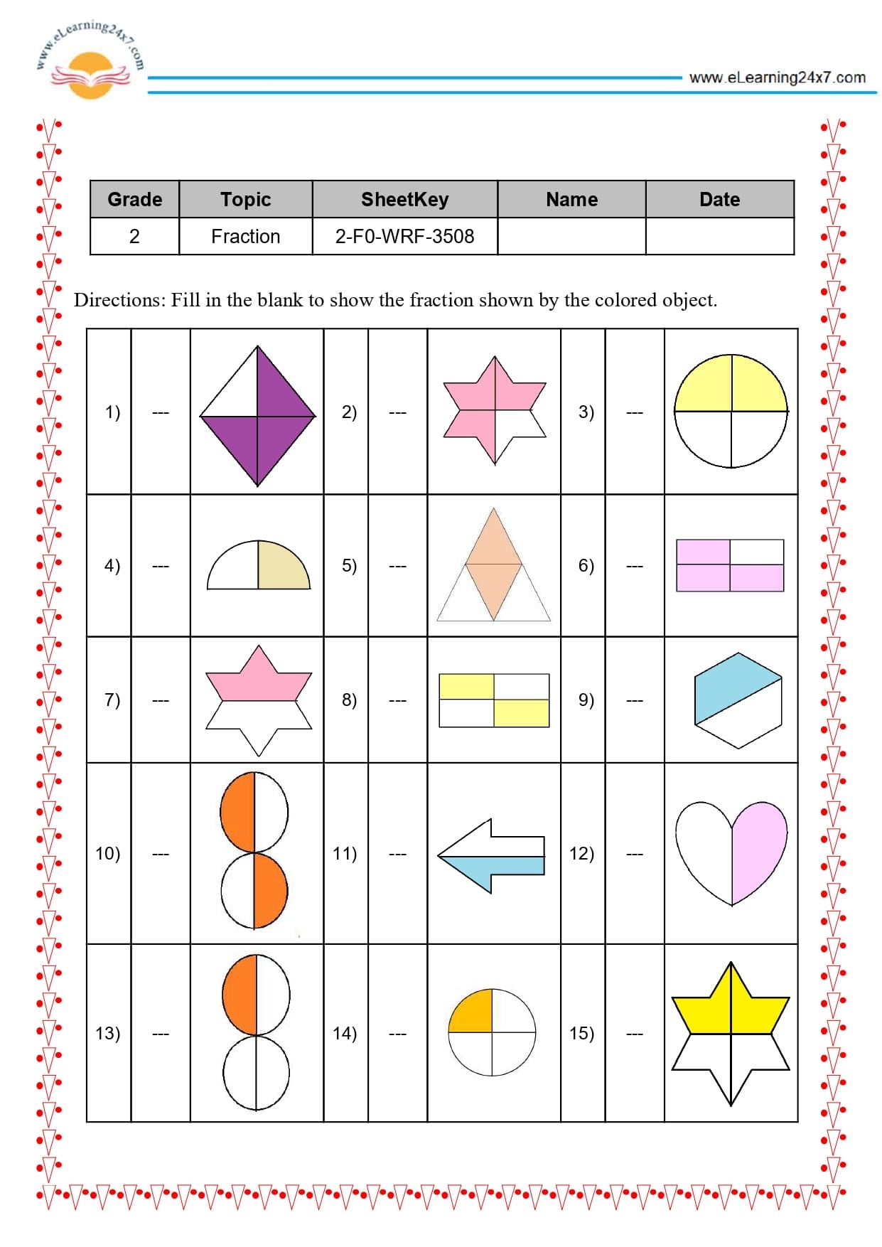 Write The Fraction Www eLearning24x7 Write The Fraction Www eLearning24x7